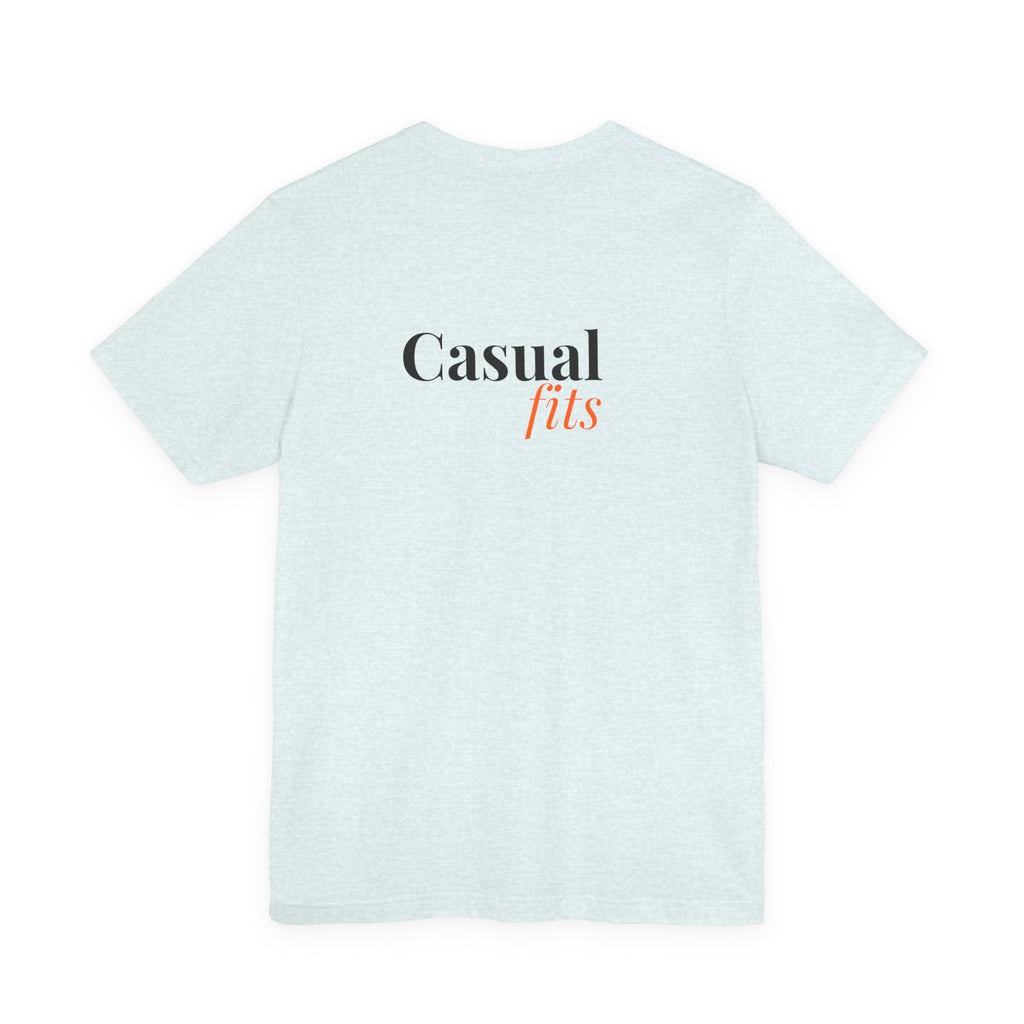 Casual Fits Tee — Minimal Chest G & Back "Casual fits" Graphic T-Shirt