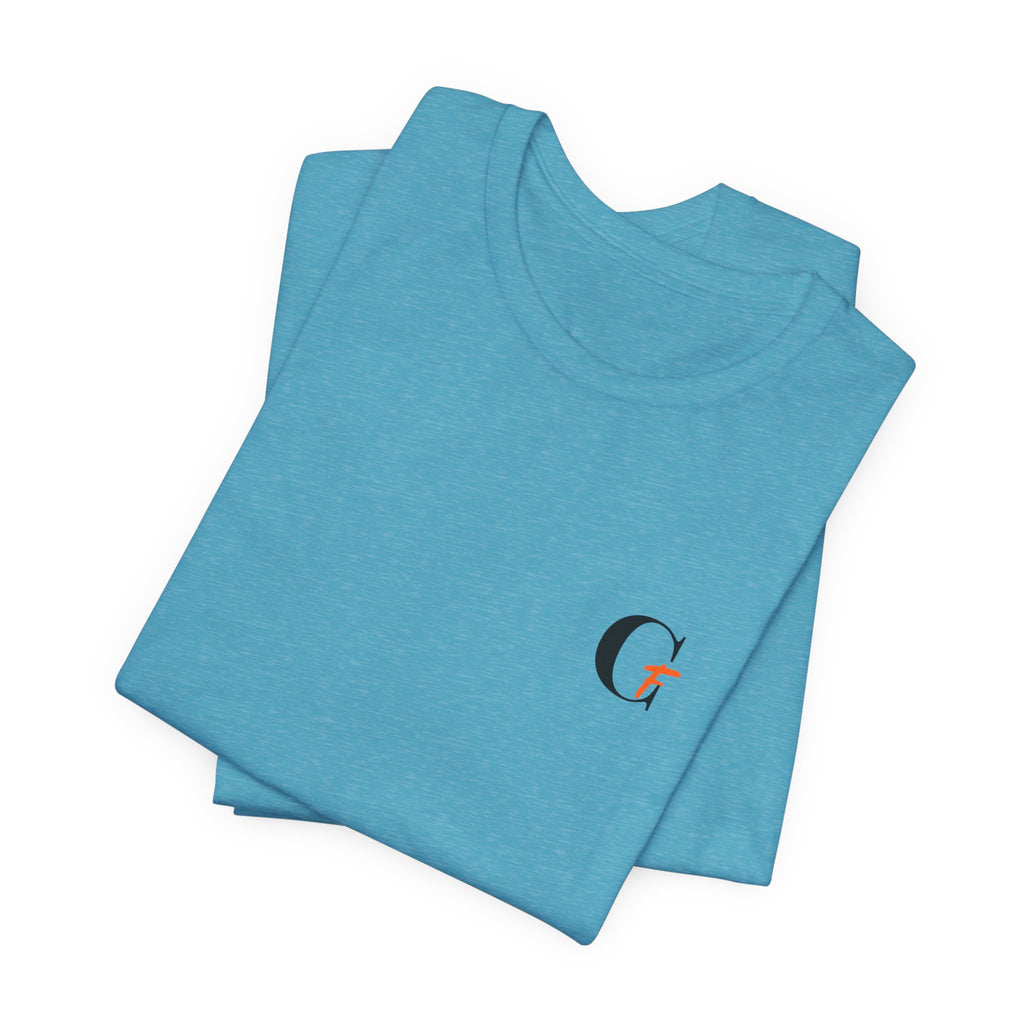 Casual Fits Tee — Minimal Chest G & Back "Casual fits" Graphic T-Shirt