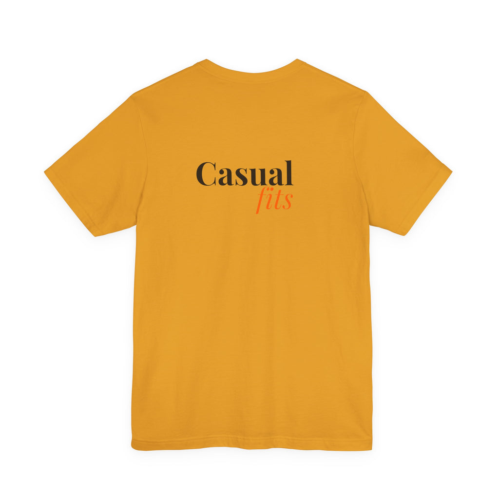 Casual Fits Tee — Minimal Chest G & Back "Casual fits" Graphic T-Shirt