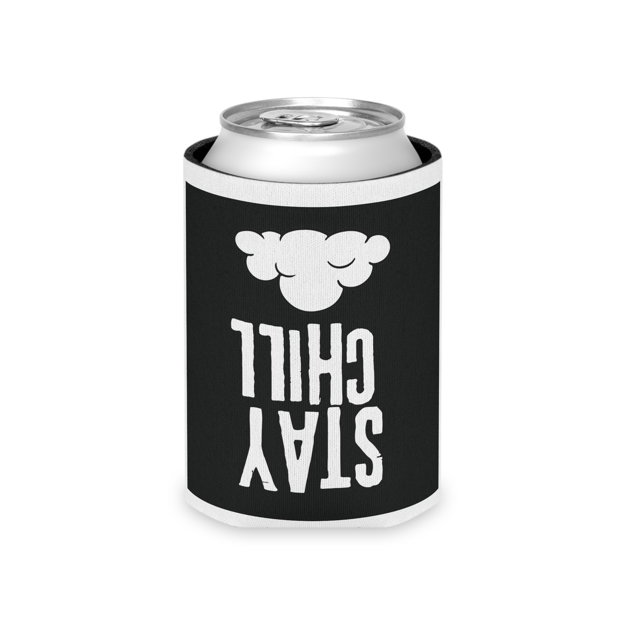Can Cooler — "Stay Chill" Black Foam Can Cooler with Cloud Graphic