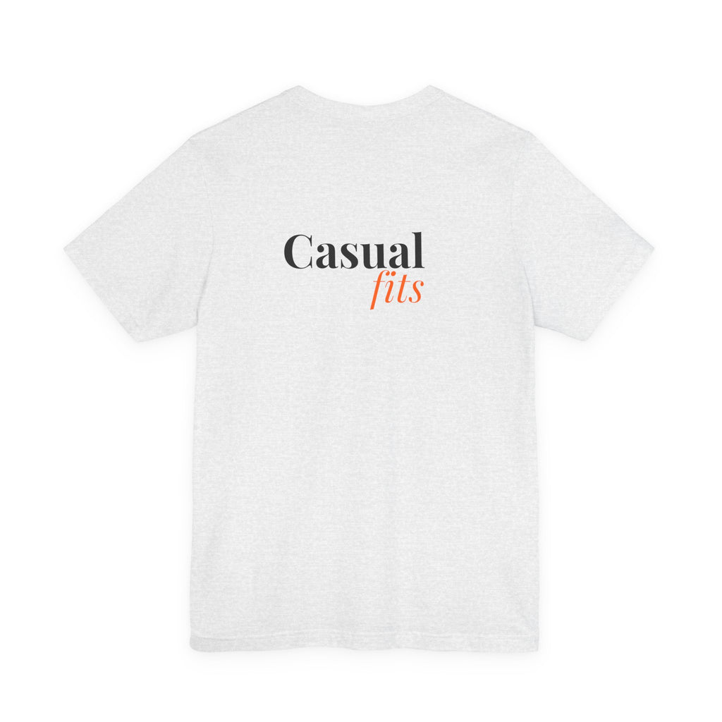 Casual Fits Tee — Minimal Chest G & Back "Casual fits" Graphic T-Shirt