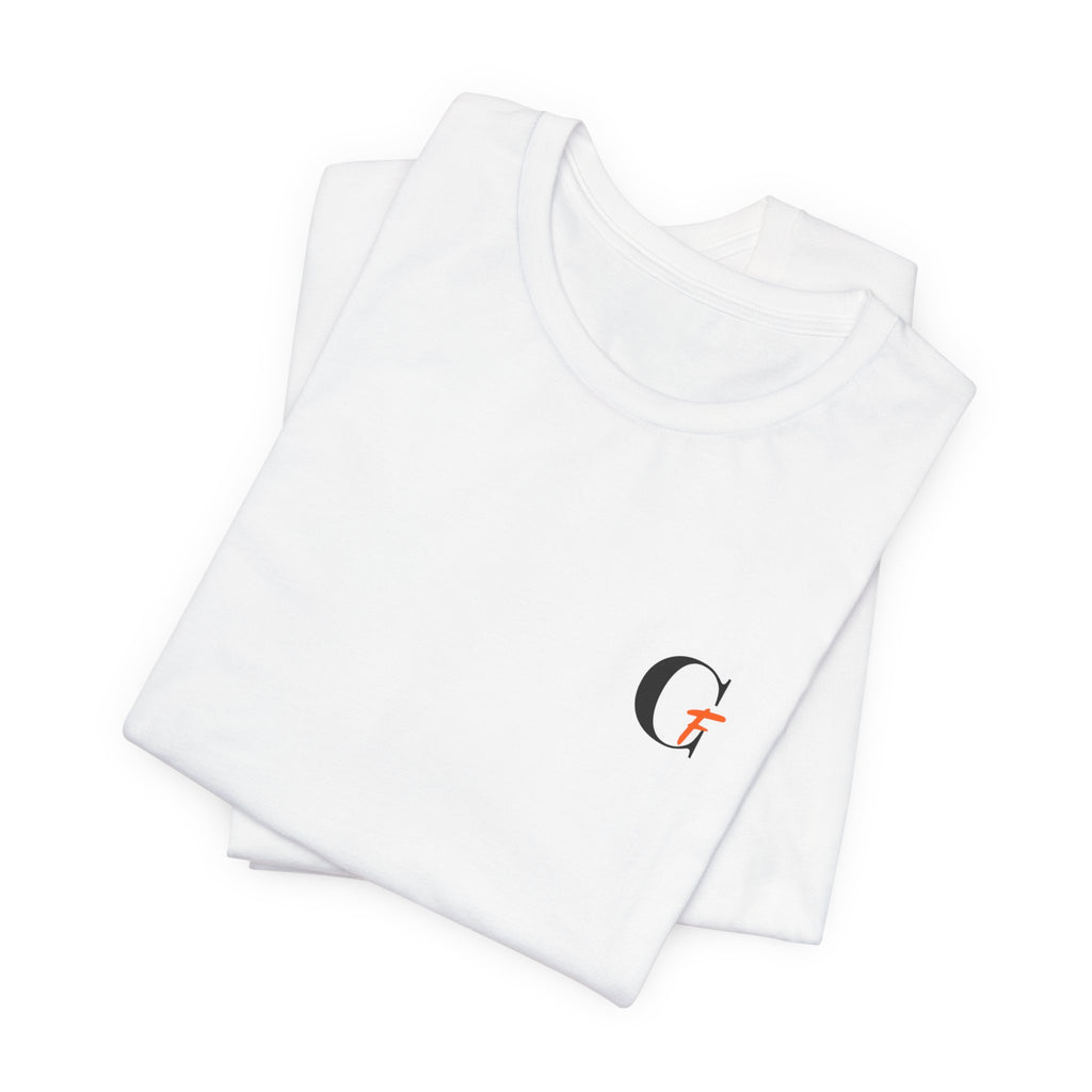 Casual Fits Tee — Minimal Chest G & Back "Casual fits" Graphic T-Shirt