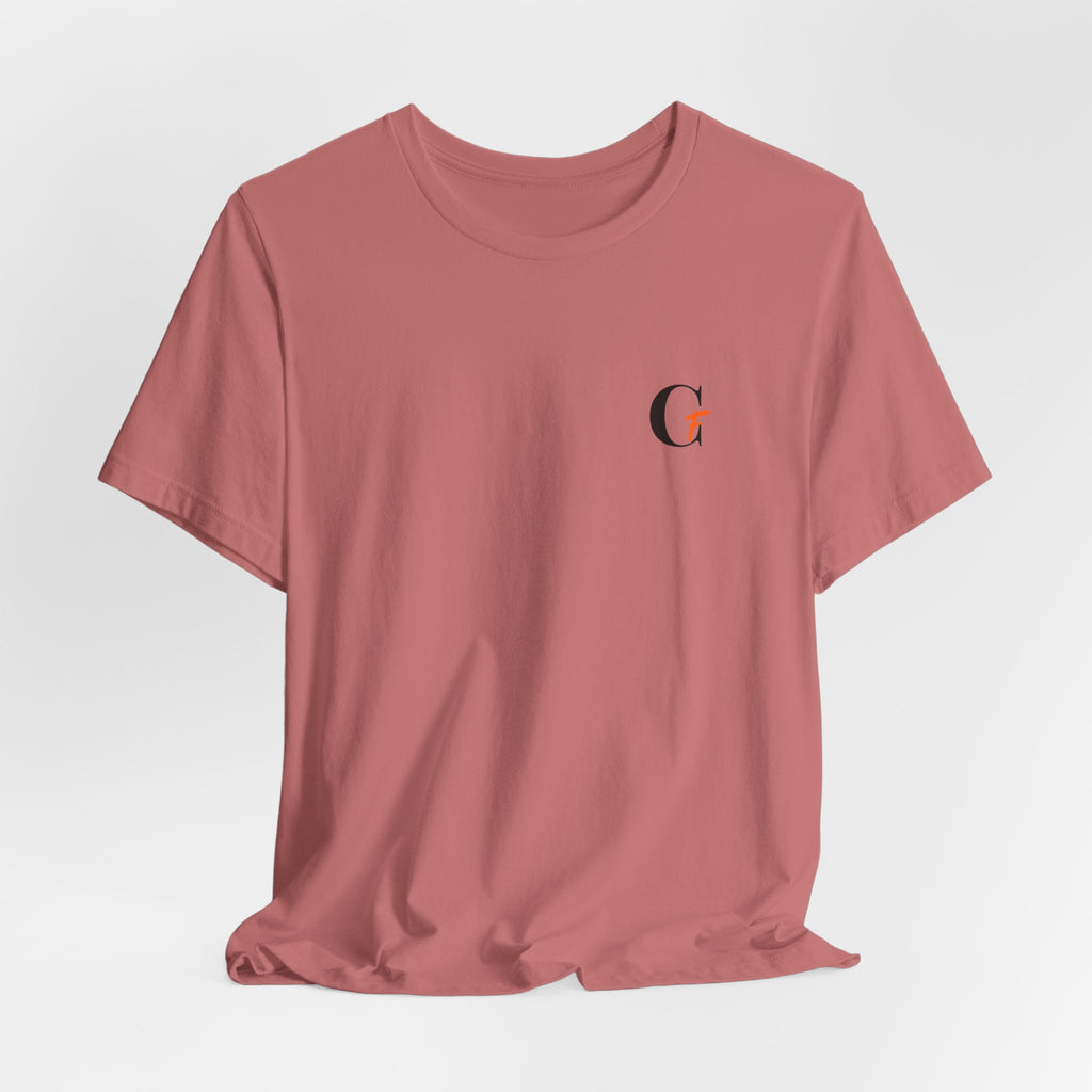 Casual Fits Tee — Minimal Chest G & Back "Casual fits" Graphic T-Shirt