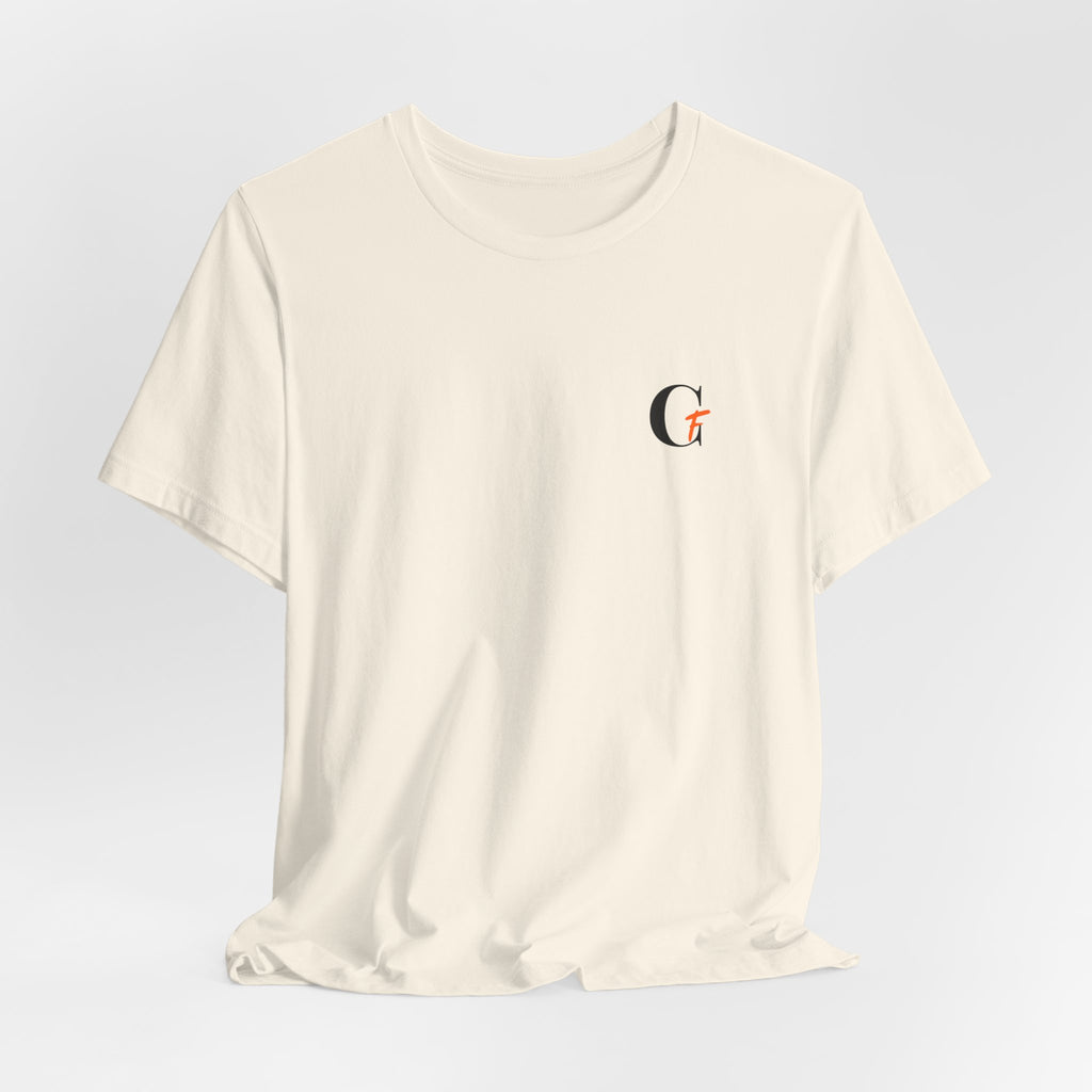Casual Fits Tee — Minimal Chest G & Back "Casual fits" Graphic T-Shirt