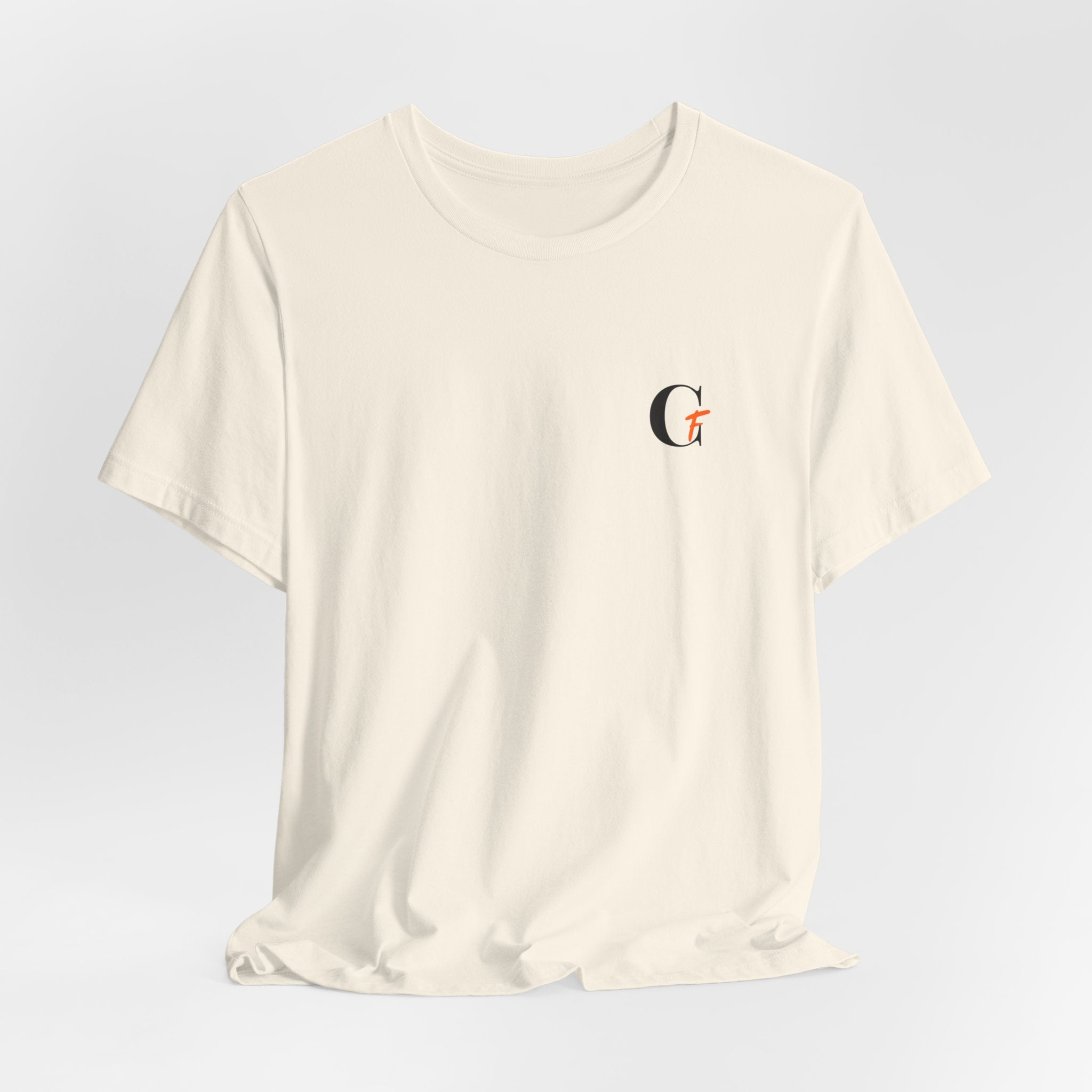 Casual Fits Tee — Minimal Chest G & Back "Casual fits" Graphic T-Shirt