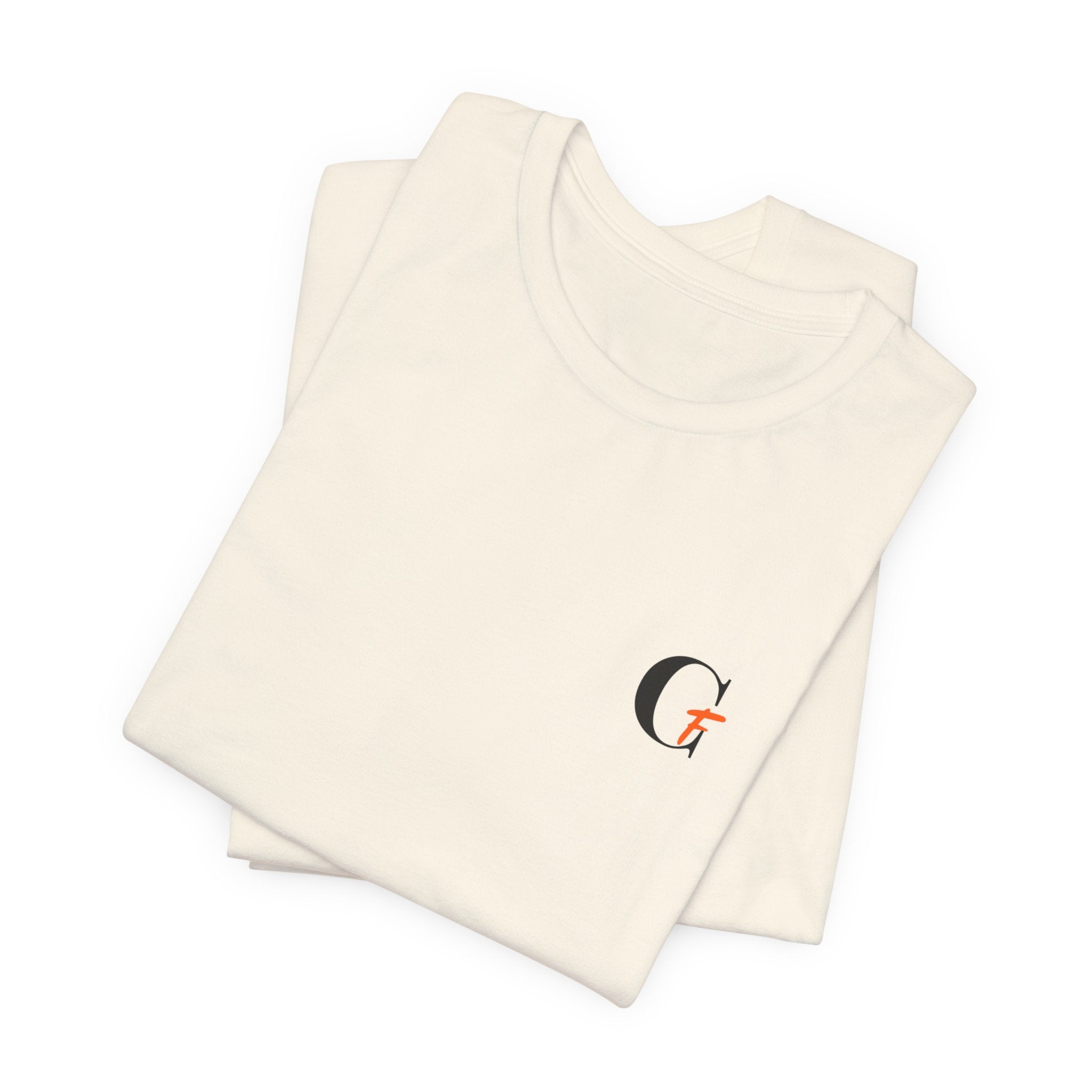 Casual Fits Tee — Minimal Chest G & Back "Casual fits" Graphic T-Shirt