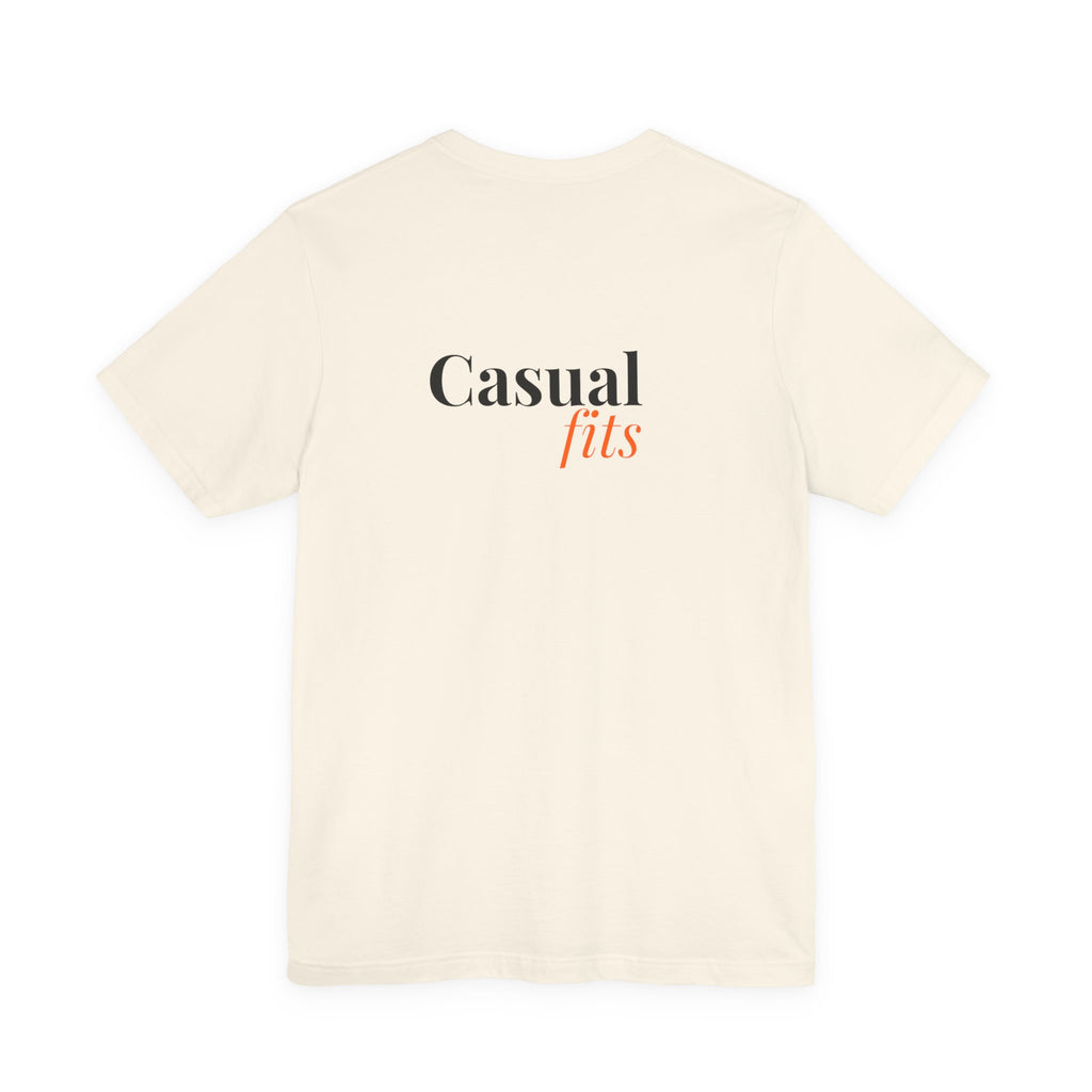 Casual Fits Tee — Minimal Chest G & Back "Casual fits" Graphic T-Shirt