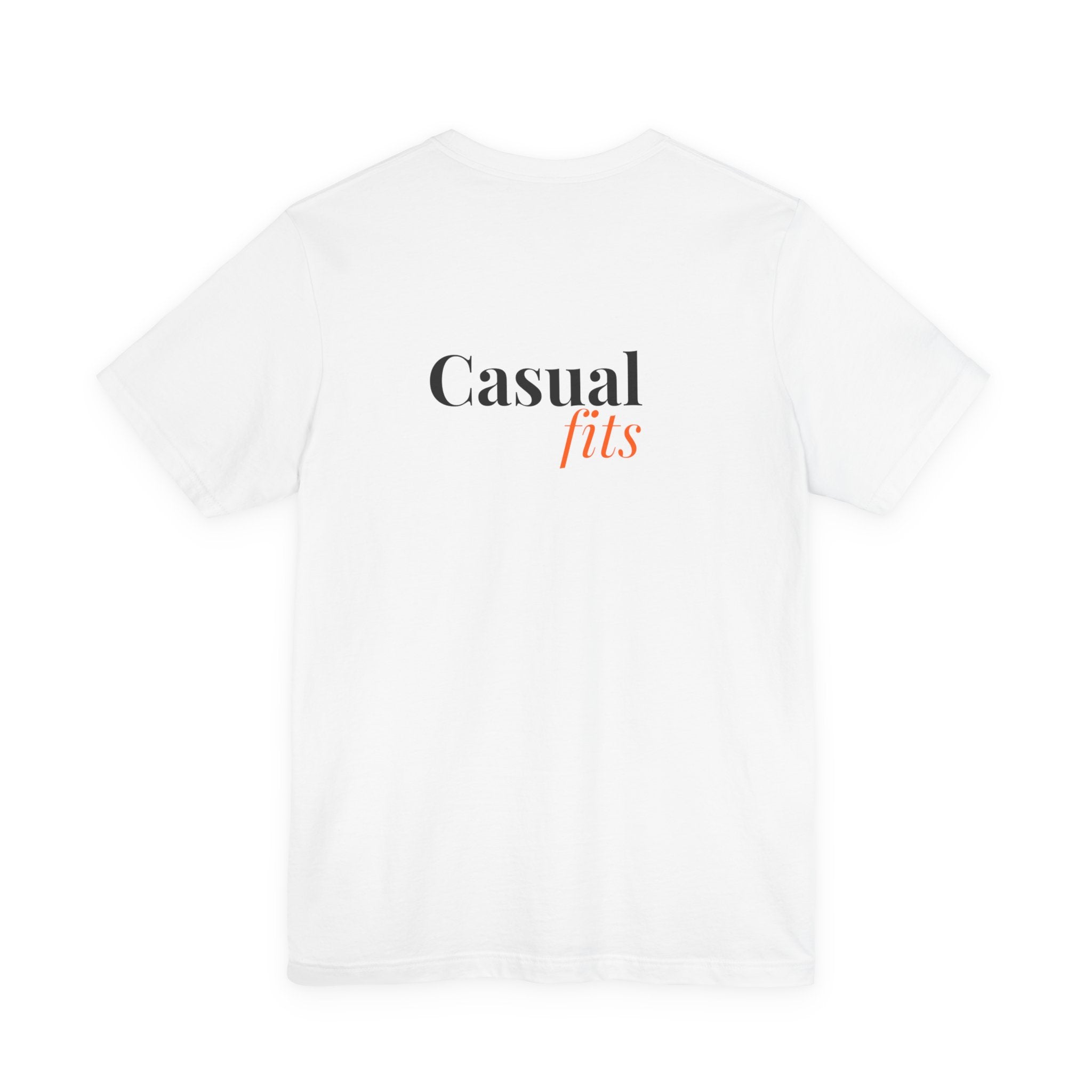 Casual Fits Tee — Minimal Chest G & Back "Casual fits" Graphic T-Shirt