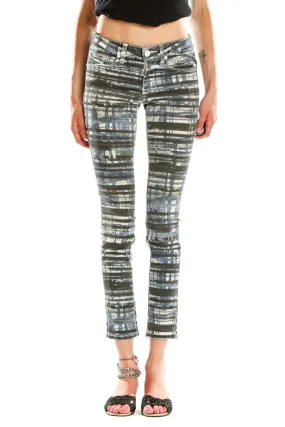 Blue and Gray Striped Skinny Jeans